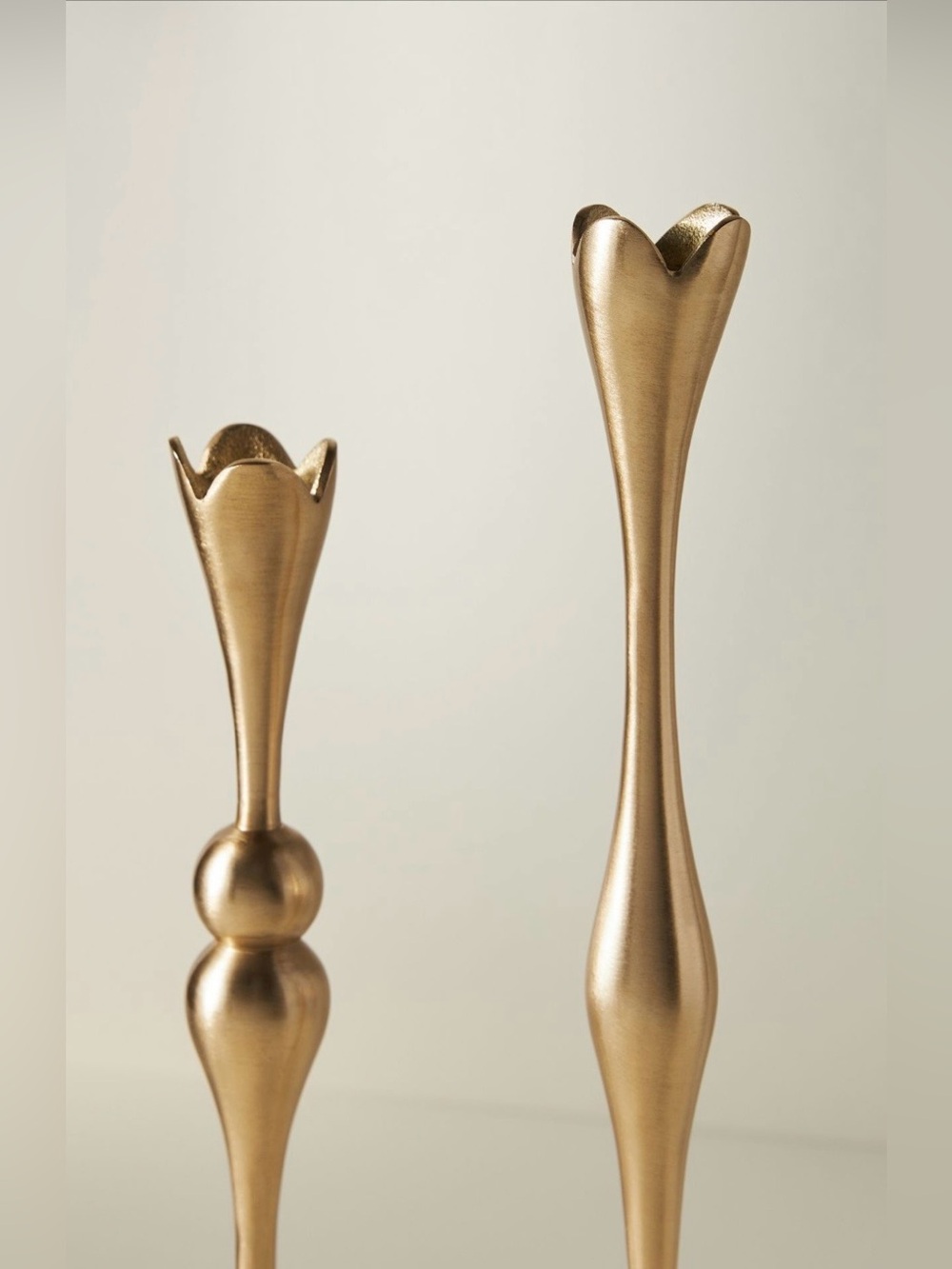 Anthropologie Marizia Gold Metal Candle Holders, set of 3 - Picture 7 of 7